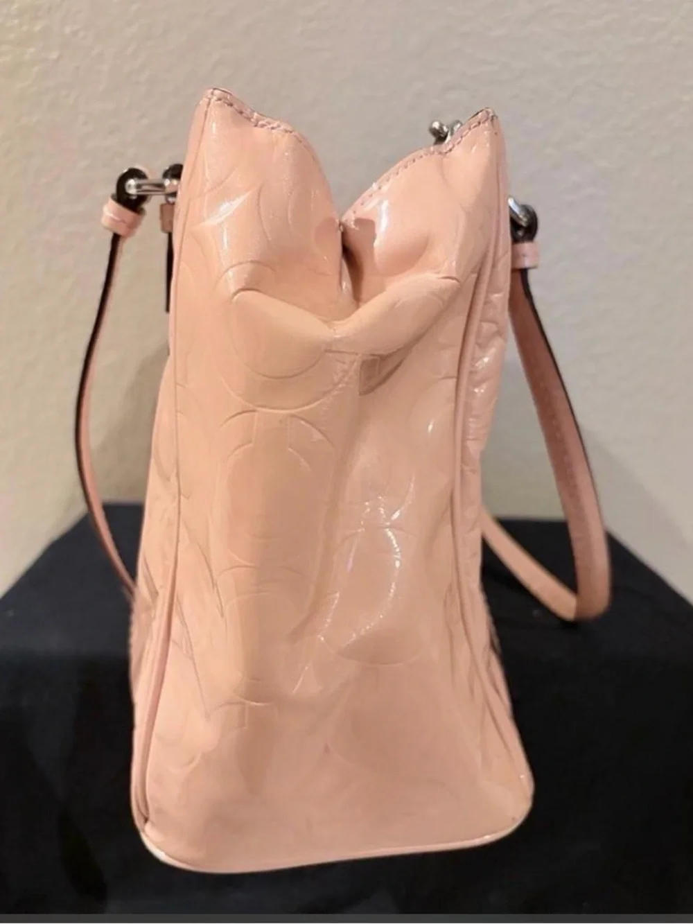 Coach “Peyton Op Art” F24607 Patent Leather Glossy Carry All Bag in Light Pink